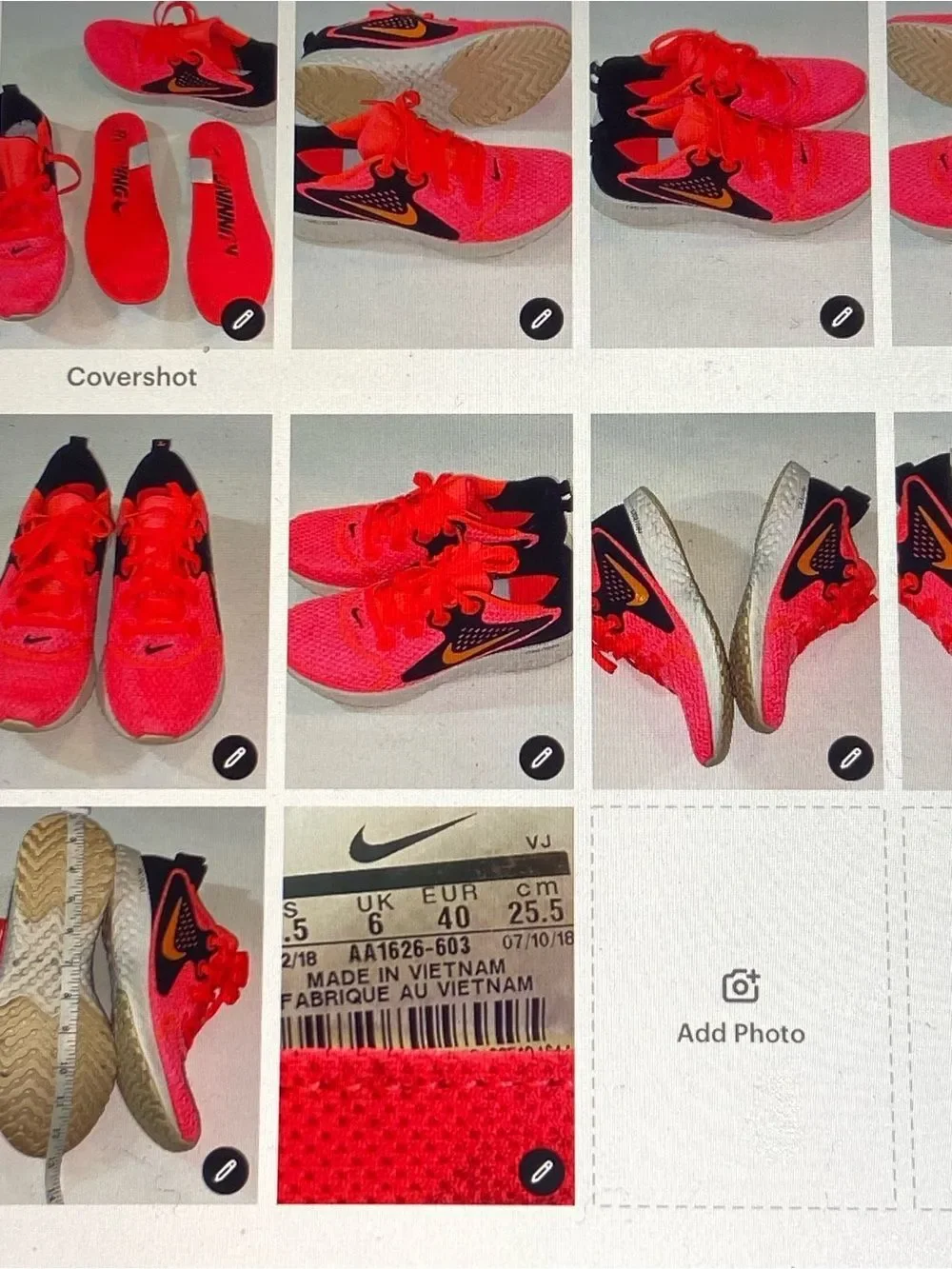 Nike Legend React Women Running Gym Shoes Lava Red AA1626-603 Size 8.5 U S